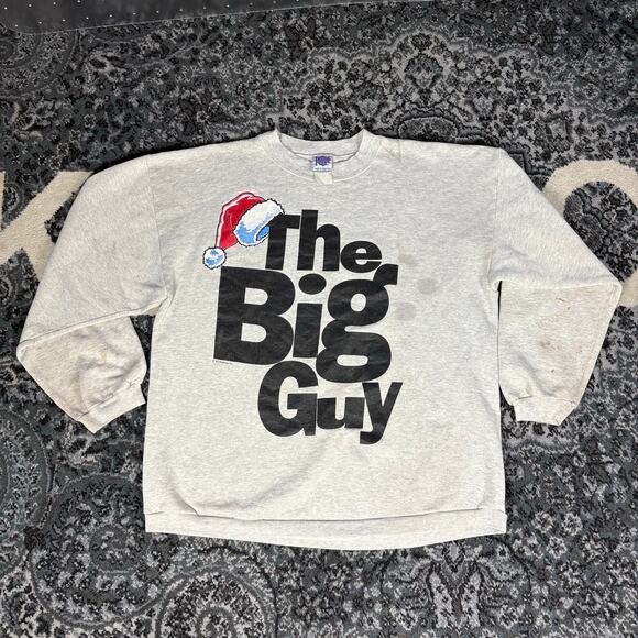Vintage Sun Sportswear Christmas Jumper Men Sz XL Grey Sweatshirt Santa 90s - Picture 1 of 7